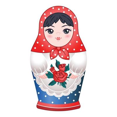 Wooden russian doll icon, cartoon style