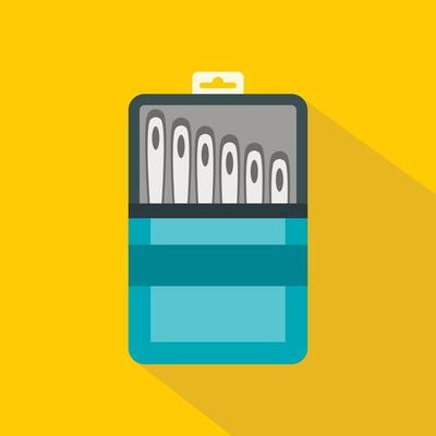 Set of needles icon, flat style