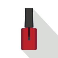 Red nail polish bottle icon, flat style vector