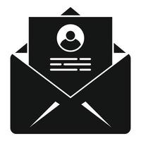 icono de correo de información personal, estilo simple vector