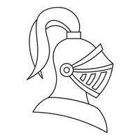 icono de casco de caballero medieval, estilo de contorno vector