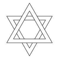 Star of David icon, outline style vector