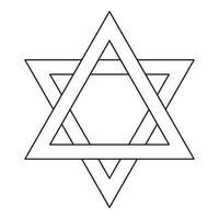 Star of David icon, outline style vector