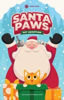 Santa Paws Poster Concept With Santa and Cute Kittens Around vector