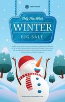Winter Big Sale Poster Concept With Snowman vector