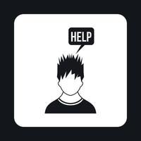 Man needs help icon, simple style vector