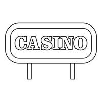 icono de letrero de casino, estilo de esquema vector