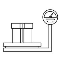 Scales for weighing with box icon, outline style vector