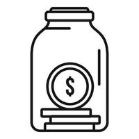 Compensation jar coin icon, outline style vector