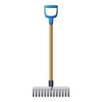 Garden rake icon, cartoon style vector