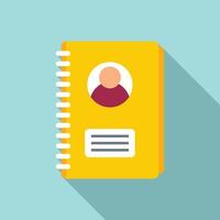 Personal information notebook icon, flat style vector