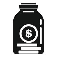 Compensation jar coin icon, simple style vector