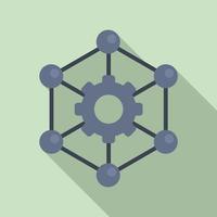 Nanotechnology gear structure icon, flat style vector