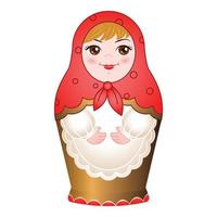 Wooden nested doll icon, cartoon style vector