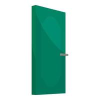 Green cabinet door icon, cartoon style vector