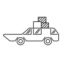 Hatchback with boxes icon, outline style vector