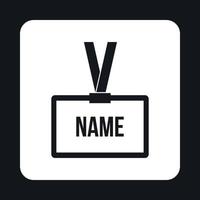 Plastic name badge with neck strap icon vector