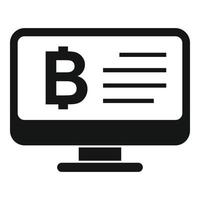 Bitcoin monitor icon simple vector. Crypto coin currency vector