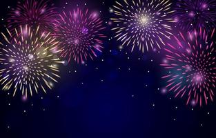 coloridos fuegos artificiales, celebración de año nuevo vector
