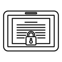 Tablet personal information icon, outline style vector