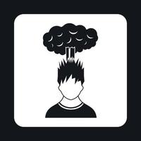 nube sobre icono de cabeza de hombre, estilo simple vector