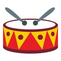 Drum with sticks icon, flat style vector