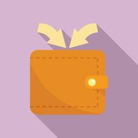 Retirement wallet money income icon, flat style vector