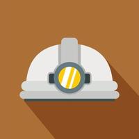 Helmet with light icon, flat style vector