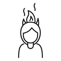 Woman in fire icon, outline style vector