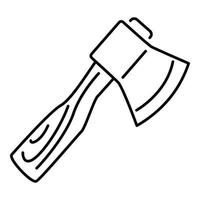 Axe with wooden handle icon, outline style vector