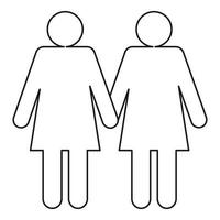 Two girls lesbians icon, outline style vector