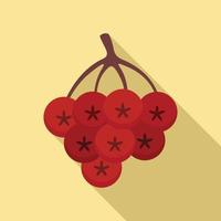 Rowan autumn berry icon, flat style vector