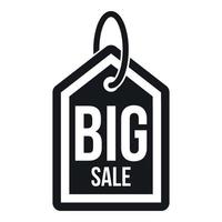 Big sale tag icon, simple style vector