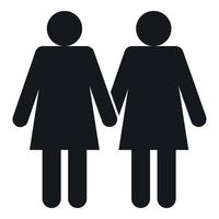 Two girls lesbians icon, simple style vector