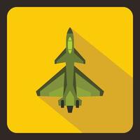 icono de avión de combate militar, estilo plano vector