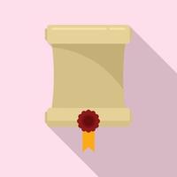 Attestation roll diploma icon, flat style vector