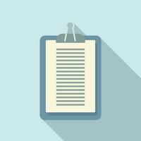 Document clipboard icon, flat style vector