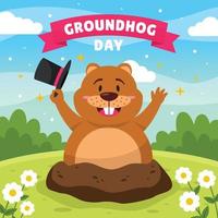 Ground Hog Day Cute Concept vector