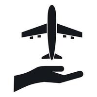 Airplane and palm icon, simple style vector