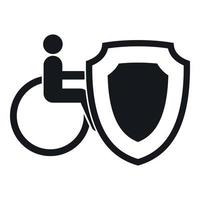 Wheelchair and safety shield icon, simple style vector