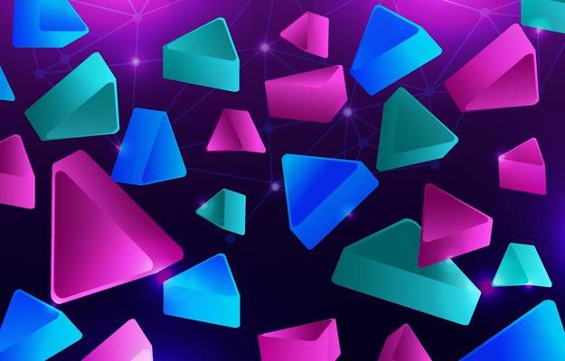 Colorful 3D Triangular Background