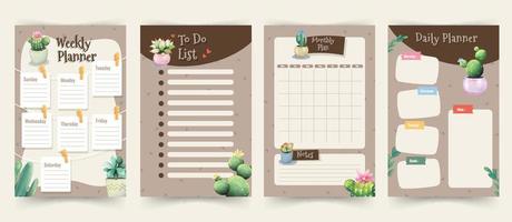 Journal Pages with Succulents Theme vector