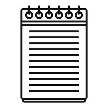 icono del bloc de notas del plan de estudios, estilo de esquema vector