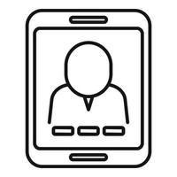 Tablet video call icon, outline style vector