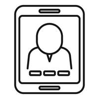 Tablet video call icon, outline style vector