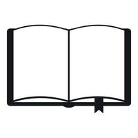 Open book with bookmark icon, simple style vector