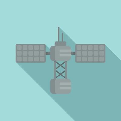 Panel space station icon flat vector. Satellite spaceship