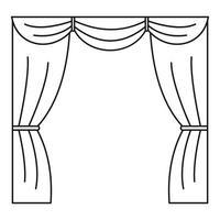Curtain on stage icon, outline style vector