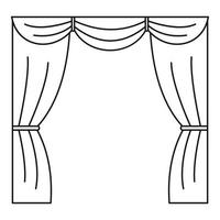 Curtain on stage icon, outline style vector