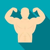 Strong athletic man icon, flat style vector